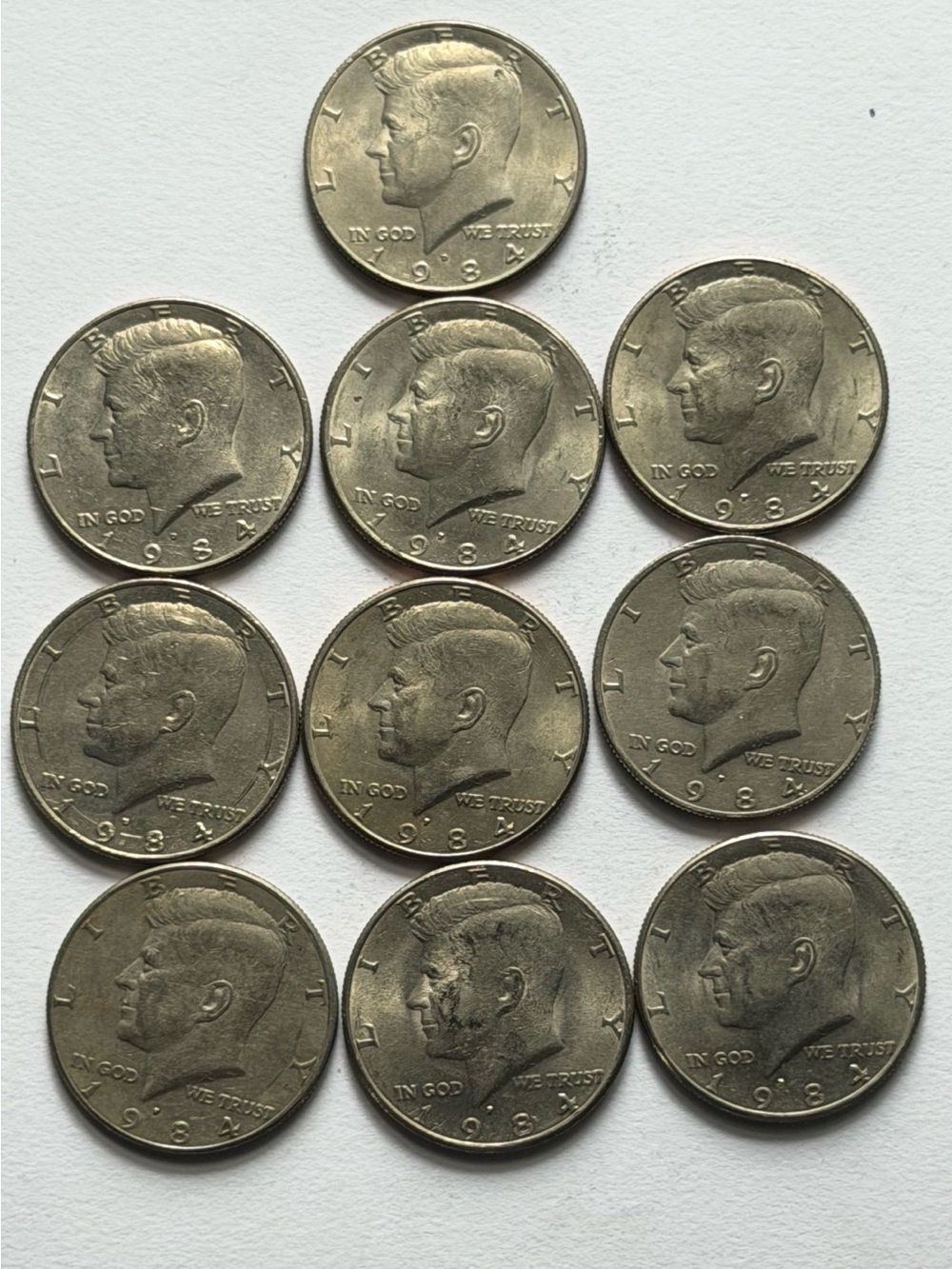 Lot of 10 1984 Kennedy Half Dollars -